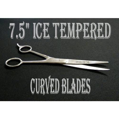 7.5 ICE Tempered Hair Stylists & Barbers Cutting Scissors Curved Blades 8567