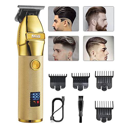 DSP Cordless Hair Clipper for Men Electric Beard Trimmer Hair Trimmer Rechargeable T Trimmer Clipper Machine for Cutting Hair for Men with LED Display (Gold)