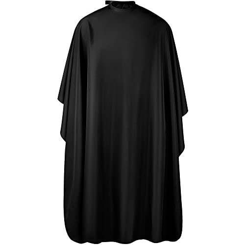 Lilexo Large Barber Cape - Professional Hair Cutting Cape with Snap Closure, 66 x57” Unisex Adults Black Haircut Cape Salon Cape for Men Water Resistant Hair Stylist Gown Hairdresser Styling Cape