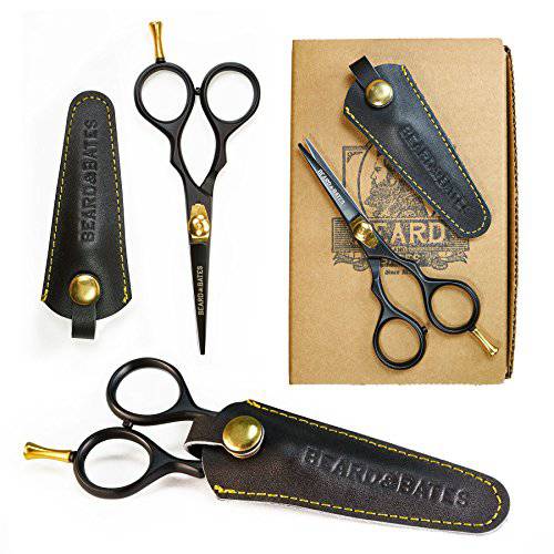 Beard & Bates | 1878 Black Label Shears | Premium Grooming Scissors with Holster for Beards and Mustaches