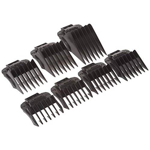 Andis 01380 7pc Snap-On Comb Set, Blade Attachments For MBA, ML And SM Model Trimmers, Black