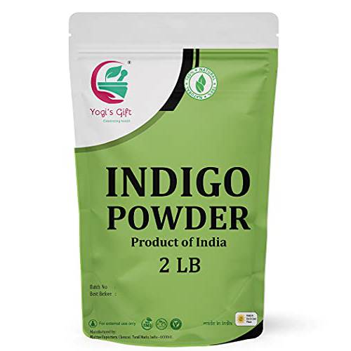 YOGIs GIFT | Organic Indigo Powder for Hair 2 LB | Ideal for Black and Dark Hair | Indigofera Tinctoria | Black Henna | Organic Natural Hair color