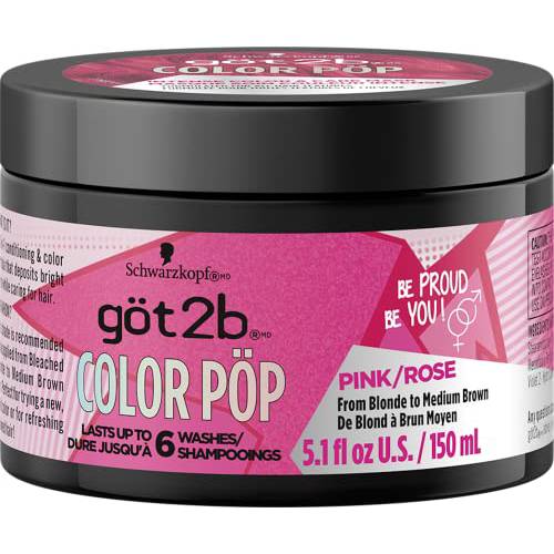 Got2b Color Pop Semi-Permanent Hair Color Mask, Pink, 5.1 oz
