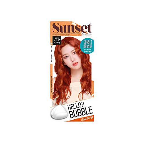 MISEENSCENE Hello Bubble Hair Easy At-Home Color with Hair Ampoule for Hair Protection Vivid Color (Sunset Orange)