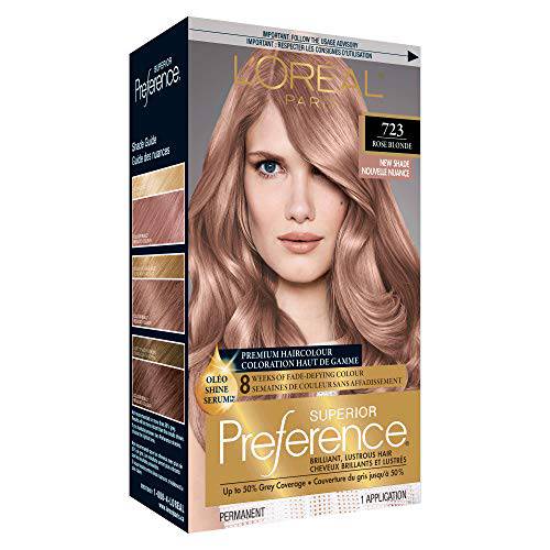 L’Oreal Paris Superior Preference Fade-Defying + Shine Permanent Hair Color, 7RB Dark Rose Blonde, Pack of 1, Hair Dye
