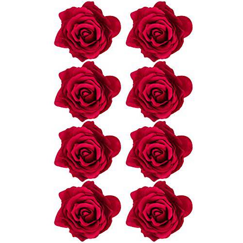 Outus 8 Pieces Red Rose Hair Clips Flower Hair Pins Women Girls Hair Clips Flower Pin up Brooch Floral Clips Wedding Flower Brooch for Party Hair Accessory