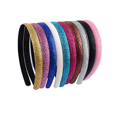 Blulu Glitter Plastic Headbands with Teeth, 10 Colors, 10 Pieces, Multicoloured, 13 x 13 x 1.3 cm
