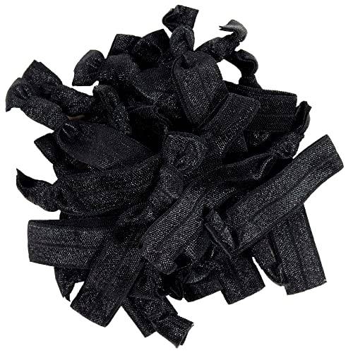 Hair Ties Black Ponytail Holders - 20 Pack - No Crease Ouchless Elastic Styling Accessories Solid Pony Tail Holder Ribbon Bands - By Kenz Laurenz