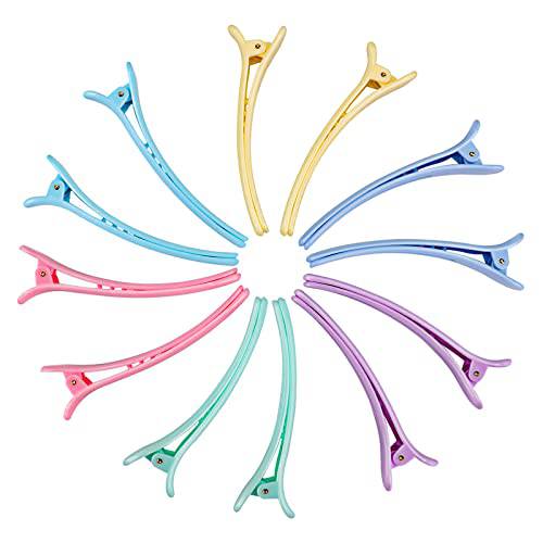Hair Clips, Rioa 12 Pack Hair Clips for Styling and Sectioning, Non-slip Multicolor Plastic Duck Teeth Hair Clip, Women Hair Barrettes Pins for Thick and Thin Hair - Professional Salon Big Hair Clips