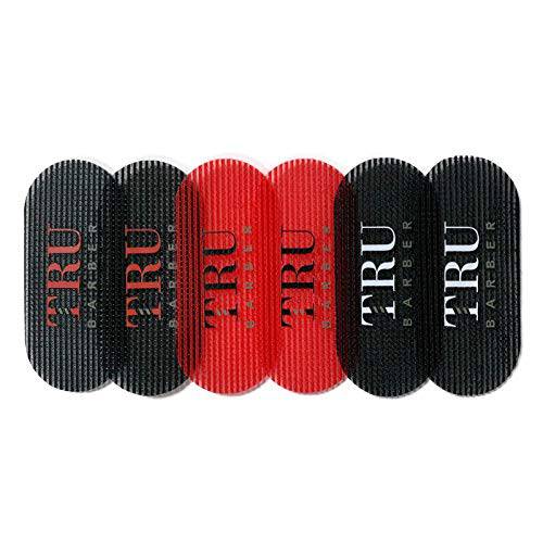 TRU BARBER HAIR GRIPPERS ® 3 COLORS BUNDLE PACK 6 PCS for Men and Women - Salon and Barber, Hair Clips for Styling, Hair holder Grips (Black/Red/Black)