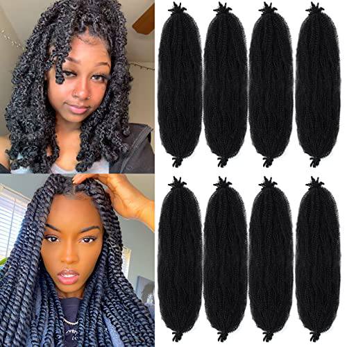 Marley Hair 24 Inch Pre Separated Springy Afro Twist Hair 8 Packs Marley Twist Braiding Hair for Faux Locs Crochet Hair Synthetic Protective Spring Twist Hair Extensions for Black Women (1b)