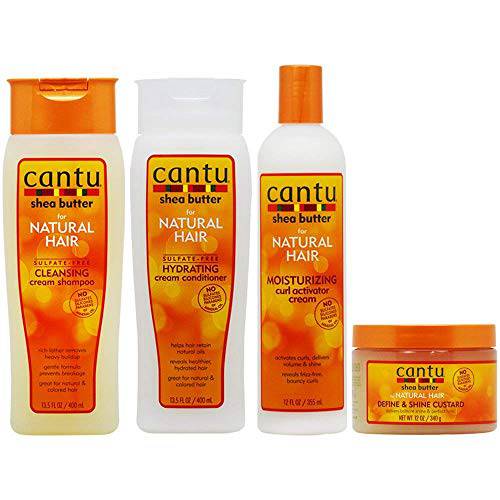 Cantu Cleansing Cream Shampoo + Conditioner + Curl Activator Cream + Define & Shine CustardSet