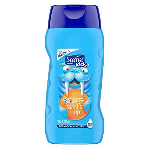 Suave 2 in 1 Shampoo and Conditioner For Gentle Cleaning and Detangling Surf’s Up Hypoallergenic, Coconut, Fresh, 12 Fl Oz