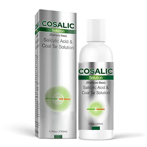 Cosalic Coal Tar and Salicylic Acid Solution / with Salicylic Acid for Dry Scalp Itch Relief Dandruff Free Shampoo/ for Psoriasis & Seborrheic Dermatitis - 100 % Instant Result - 6.8 Oz