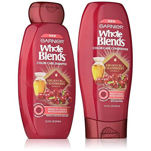 Garnier Whole Blends Color Care Shampoo and Conditioner Set with Argan Oil and Cranberry Extracts, 12.5 Ounces each