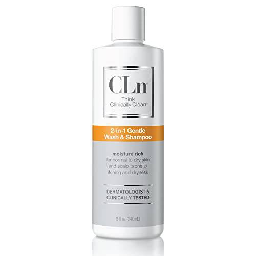CLn® 2-in-1 Gentle Wash & Shampoo for Scalp Prone to Folliculitis, Dermatitis, Dandruff, Itchy and Flaky Scalp (8 oz)