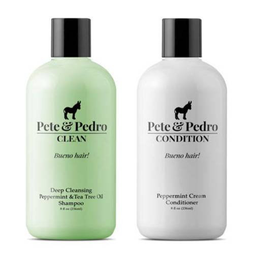 Pete & Pedro Clean & Condition Hair Care Set | Tea Tree Oil Men’s Shampoo and Peppermint Cream Conditioner for Men & Women | As Seen on Shark Tank, 8 oz. Each