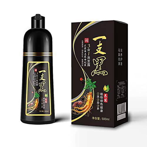 Instant Black Hair Shampoo Contained Natural Herb Ingredients 3 in 1 Hair Black Dye Shampoo, Good Choice for Gray Hair Coverage ,For Men Women White Hair, 500ML per Bottle, 16.9 Fl Oz (Pack of 1)