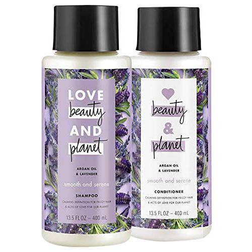 Love Beauty and Planet Argan Oil and Lavender Smooth and Serene Shampoo and Conditioner Set, 13.5 Ounces each
