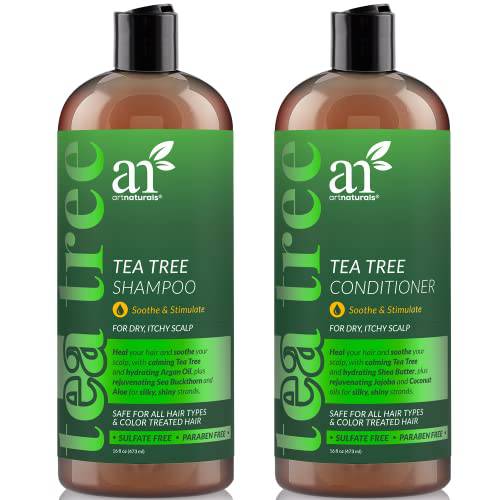 Artnaturals Tea Tree Shampoo and Conditioner Set - (2 x 16 Fl Oz / 473ml) – Sulfate Free – Therapeutic Grade Tea Tree Essential Oil - Deep Cleansing for Dandruff, Lice, Dry Scalp and Itchy Hair