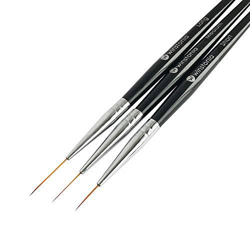 Winstonia Striping Nail Art Brushes for Long Lines, Details, Fine Designs. 3 pcs Striper Brushes Set - AMAZING TRIO