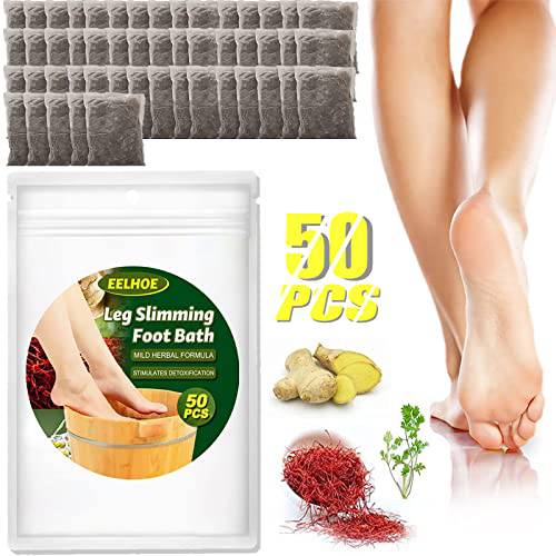 50 PCS Lymphatic Drainage Ginger Foot Soak, Leg Slimming Foot Bath, Foot Reflexology Spa Relax Massage, Natural Mugwort Herb Relieve Calf Muscles