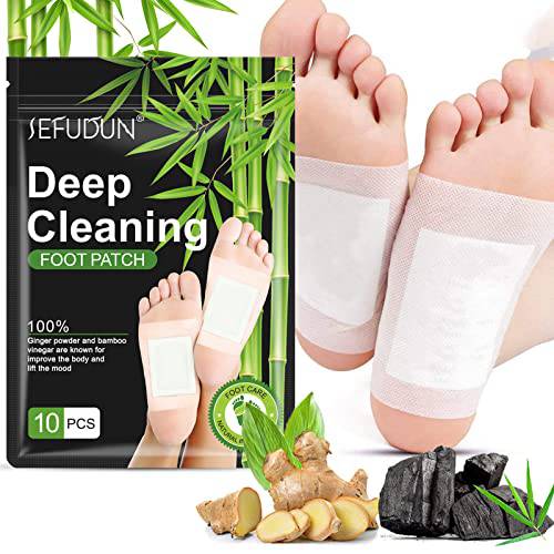 10PCS Deep Cleansing Foot Pads, for Relieve Stress, Improve Sleep and Relaxation, Natural Bamboo Vinegar Premium Ingredients Combination for Foot and Body Care