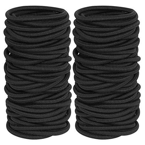 120 Pieces Black Hair Ties for Thick and Curly Hair Ponytail Holders Hair Elastic Band for Women or Men(4mm)