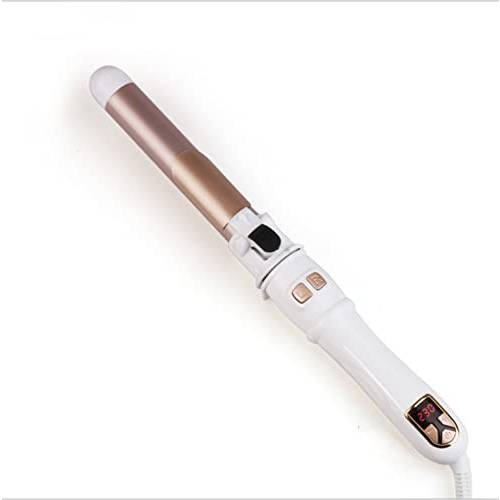 AIKO PRO Auto Rotating Hair Curler Curling Wand 28mm 1.1 Inch Curling Irons Hair Waver 30s Instant Heat-Up, Anti-Scald & Dual Voltage, with LCD Temp Display, White, Rose Gold (L1920)