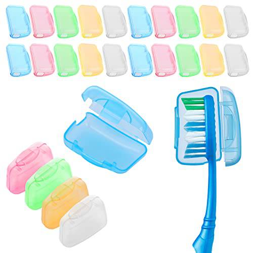 ASTER 20 Pieces Travel Toothbrush Head Covers Portable Toothbrush Cover Caps Toothbrush Head Covers for Travel, Home, Camping and School