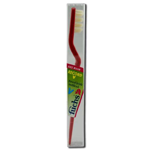 Fuchs: Pure Natural Bristle Record V Adult Medium Toothbrush, 1 ct (5 Pack)
