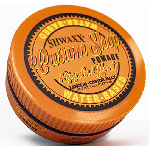 SHWAXX CUSTOM SHOP POMADE - RIPPLE EFFECT - MASTER BARBER Designed and Handcrafted - Made with Castor Jelly, Lanolin, Shea and Cocoa Butter - Solid hold, Easy-Cleanse - 4oz Jar