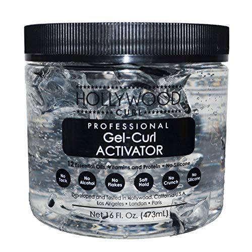Hollywood Curl Activator Hair Gel For Women & Men - Frizzy, Wavy Hair Styling Control & Curl Enhancer - Natural Hair Products w/Essential Oils, Vitamins, & Protein - Curl Gel For Curly Hair, 16 fl oz