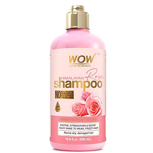 WOW Skin Science Himalayan Rose Hair Shampoo for Dry Damaged Hair - Hydrating Hair Repair w/ Rose Hydrosol & Argan Oil - Hair Growth Shampoo for Men & Women - All Hair Types 16.9 Fl Oz (Pack of 1)