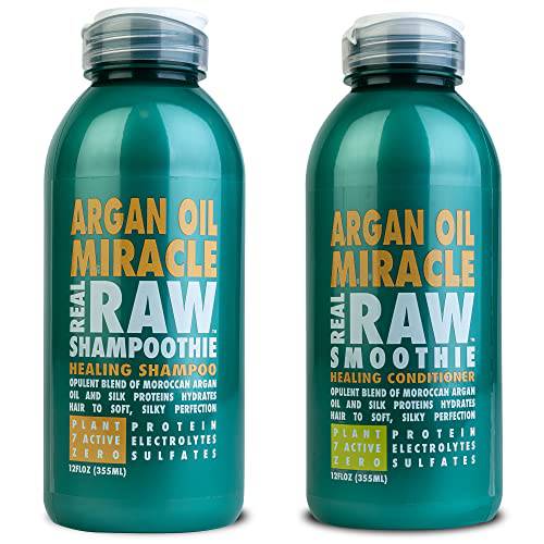 Real Raw Argan Oil Shampoo & Conditioner set - Repair & Shine - No Water 100% Pure Aloe Juice & Coconut Water - Sulfate & Paraben Free