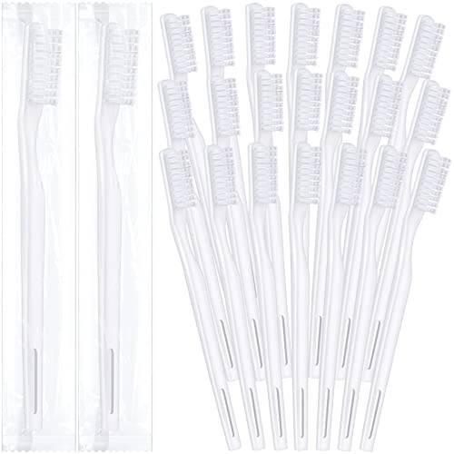 200 Pack Individually Wrapped Disposable Toothbrush Bulk Single Use Toothbrush Travel Toothbrushes Disposable Soft Bristle Adult Toothbrush Manual Tooth Brush for Women Men Hotels Guest Rooms, White