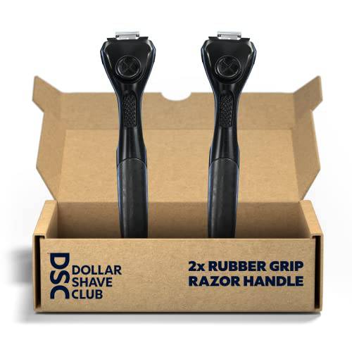 Dollar Shave Club | Replacement Club Series Razor Handles | Pack of 2 (Handles Only), Weighty Metal & Rubber Grip, Easy Grip, Smooth Black Finish, NOT COMPATIBLE WITH HERITAGE RAZOR BLADES