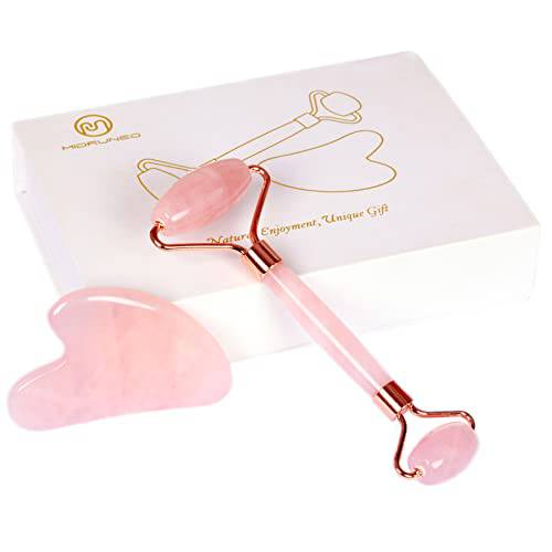 MidRunEd Gua Sha Massage Facial Tool - Rose Quartz Guasha Jade Stone for Anti Aging, Beauty Treatment,Scraping Massage Tools for Body,Face，The Best Gift