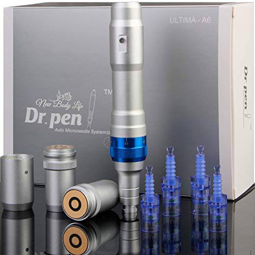 Dr. Pen Ultima A6 Professional Microneedling Pen - Electric Wireless Derma Auto Pen - Best Skin Care Tool Kit for Face and Body - 4 Cartridges (2pcs 12-pin + 2pcs 36 pin)