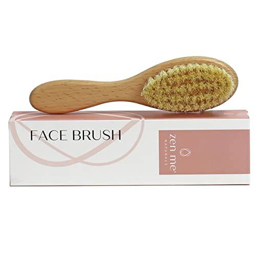 Zen Me Dry Brush for Face for Smooth Radiant Skin, Natural Face Exfoliator Tool to Unclog Pores, Promote Lymph Flow & Reduce Swelling, Facial Brush with Natural Boar Bristles & Polished Wooden Handle