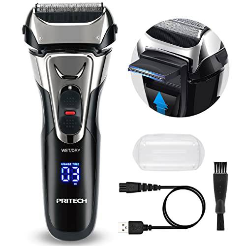 Mens Electric Shavers for Men Face Electric Razors for Men Foil Electric Shavers Electric Foil Razors for Men Rechargeable Beard Shavers Beard Trimmer Wet Dry Use by PRITECH