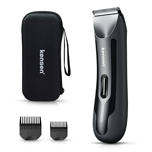 kensen Body Hair Trimmer for Men, Electric Groin Hair Trimmer, Rechargeable Ball Shaver Groomer, Replaceable Ceramic Blade Heads, Waterproof Wet / Dry Clippers, Male Pubic Hair Hygiene Razor
