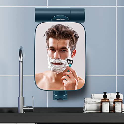 TOUCHBeauty 3X Shower Mirrors for Shaving with Razor Holder, Heldhand & 360 Degree Swivel, Larger Size 11 Blue Bathroom Accessories for Men
