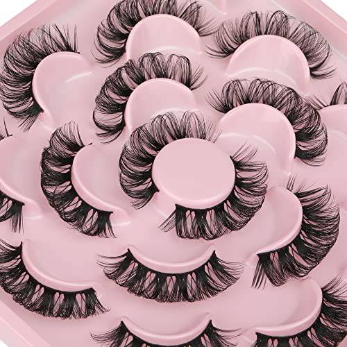 False Eyelashes Russian Strip Lashes D Curl Dramatic 18mm Fake Eyelashes Extension Sky High 3D Volume Faux Mink Lashes 10 Pairs Pack