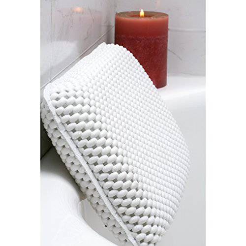 Bath Bliss, Suction Cup Placement, Non Absorbent Waterproof Spa Foam Bath Pillow, White