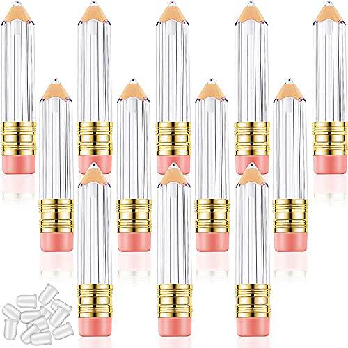 20 Pieces Empty Pencil Lip Gloss Tubes Containers Clear Lip Balm Tubes Mini Refillable Lip Oil Bottles for Mother’s Day Present and Women Girls Diy, 5 ml