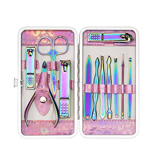 CGBE Nail Clippers Set Manicure Set Pedicure 12 Pieces Stainless Steel Manicure Kit Professional Grooming Care Tools with Luxurious Travel Case