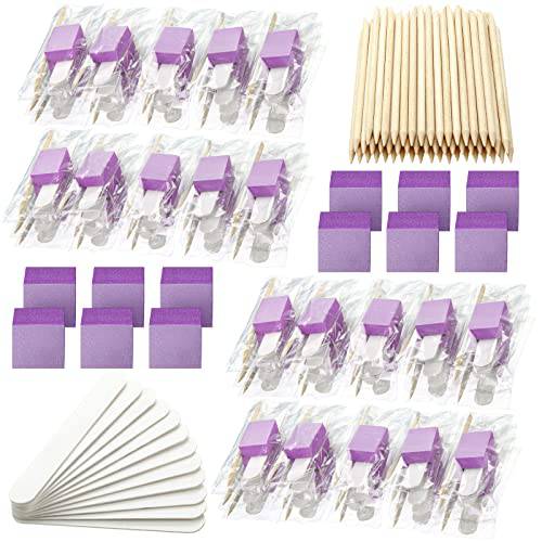 100 Sets Disposable Manicure Kit Includes Wood Nail File Wood Stick and Buffer Basics 3 Piece Nail Kit Manicure and Pedicure Kits Individually Package for Home Travel Salon Use
