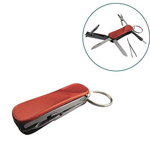 AceCamp Munkees 6-Function Manicure Keychain Multi-Tool, Nail File, Fingernail Clippers, Scissors, Knife, Tweezers, Cuticle Pusher, Trimmer, Remover, Mini Portable Pocket Key Ring Gift