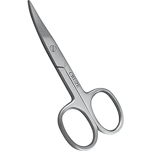CRUZE Nail Scissors - Cuticle Extra Fine Curved Scissors for Manicure, Eyelashes, Eyebrow, Toenail for Women and Men - Small Beauty Scissors for Grooming